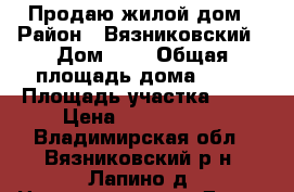 Продаю жилой дом › Район ­ Вязниковский › Дом ­ 3 › Общая площадь дома ­ 33 › Площадь участка ­ 23 › Цена ­ 1 200 000 - Владимирская обл., Вязниковский р-н, Лапино д. Недвижимость » Дома, коттеджи, дачи продажа   . Владимирская обл.,Вязниковский р-н